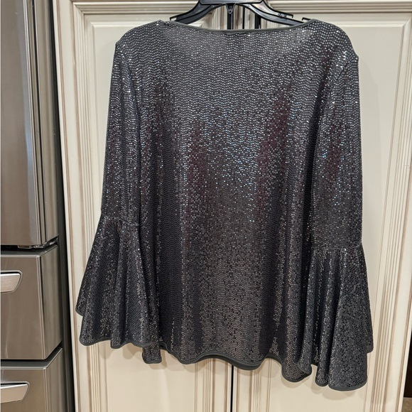 Silver Sequin Bell Sleeve Top - Picture 15 of 16